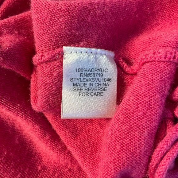 NY Collection Sweater Cowl Neck Fringe Tunic Pink M - Picture 7 of 8